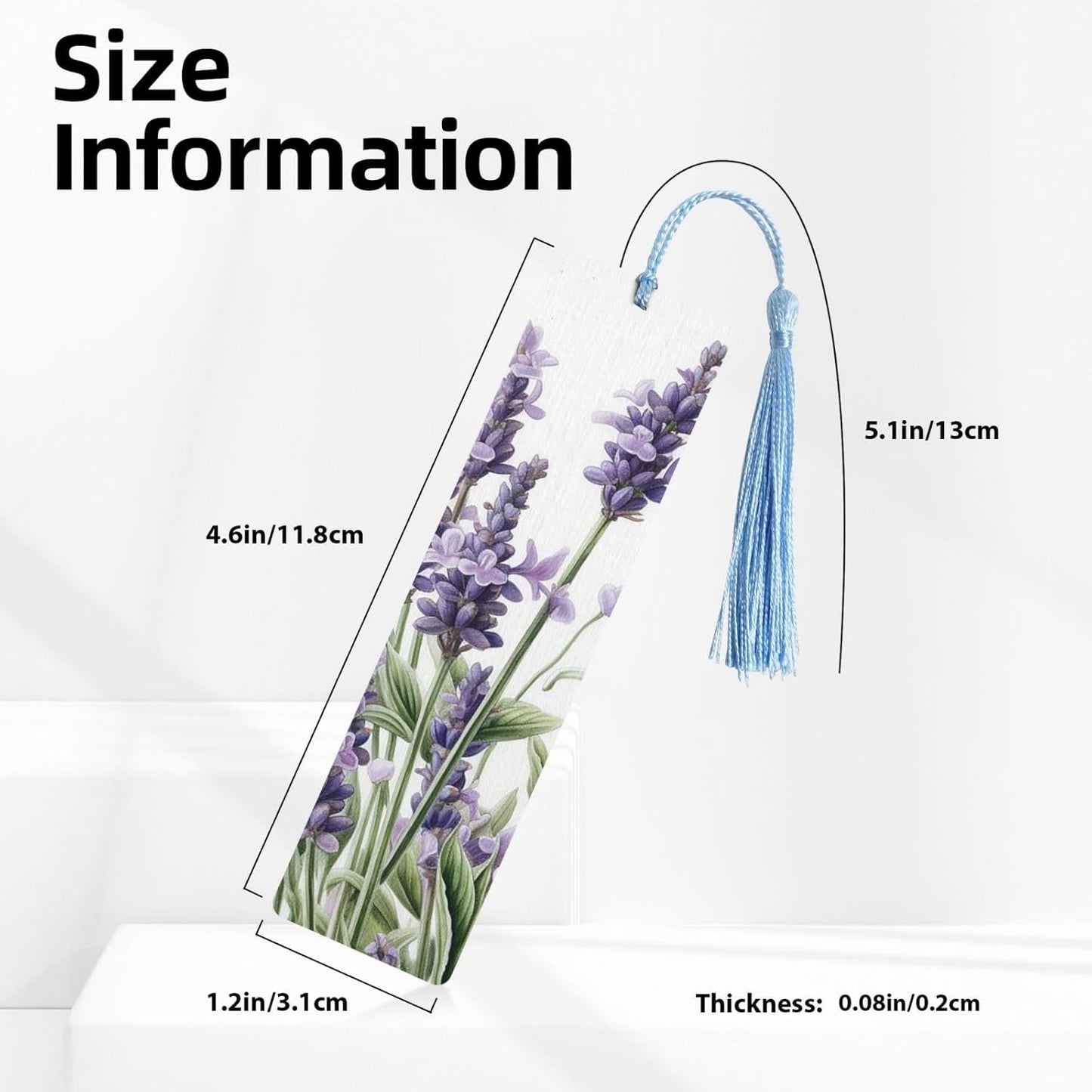 Lavender and Butterflies Bookmarks Gifts for Women Men, Wooden Bookmarks for Book Lovers, Vintage Book Marks Ornaments with Tassel, Unique Personalized Reading Page Markers Sky Blue