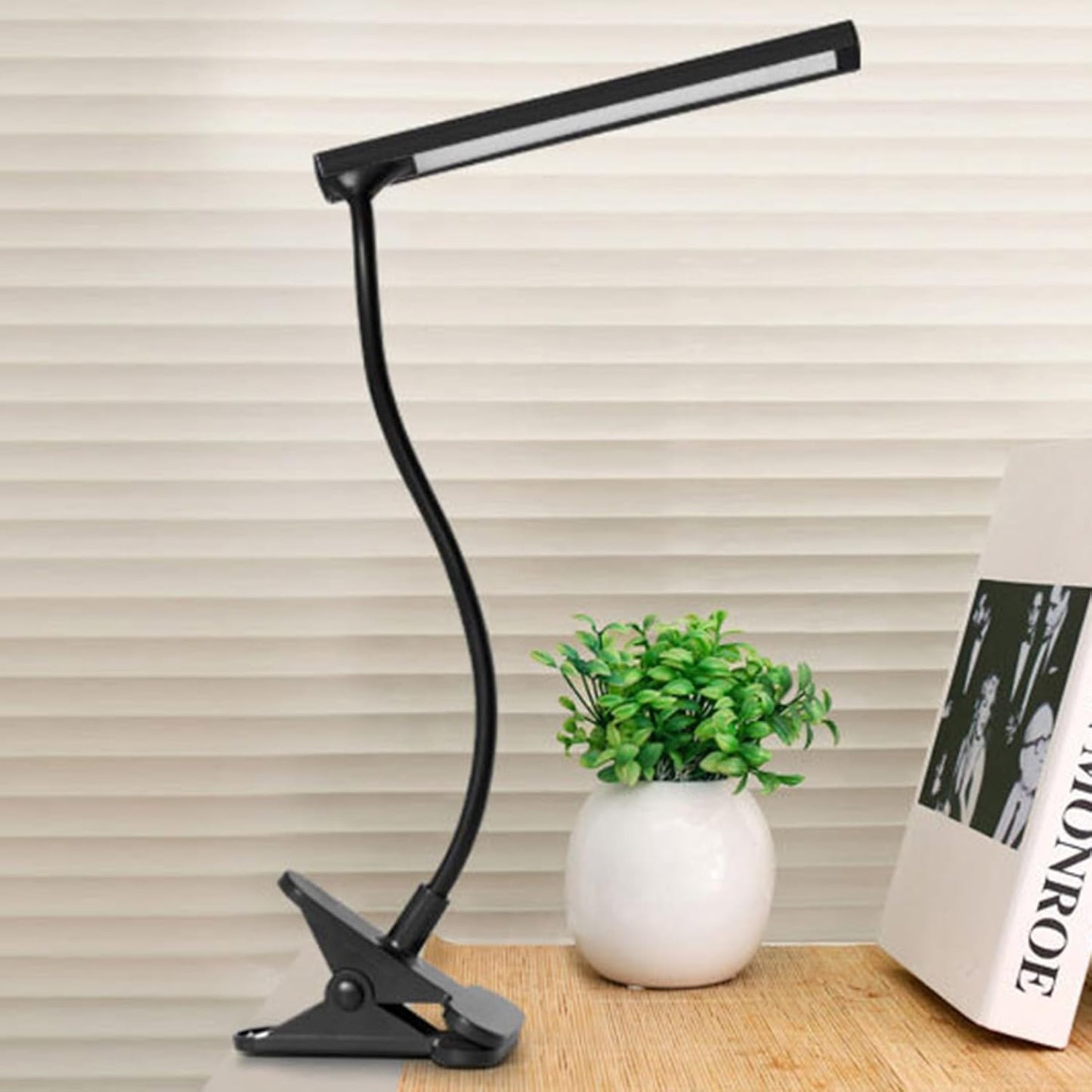 Clip on Desk Lamp, 360 Degree Adjustable Flexible Gooseneck USB LED Reading Light Eye Protection Table Light for Home Bed Office Headboard (2 Levels)