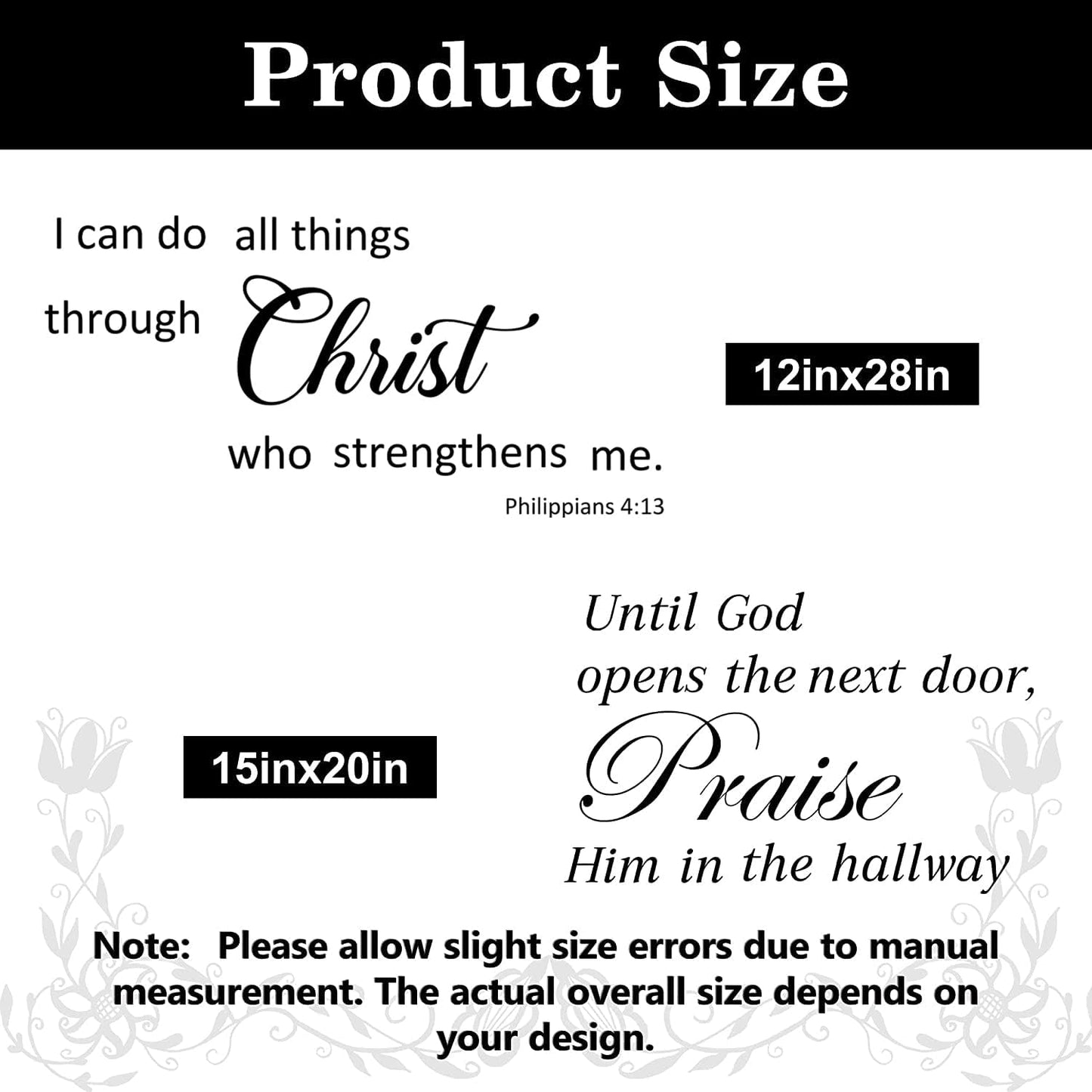 2 Sets Bible Verse Wall Decals - Vinyl Inspirational Quotes & Positive Sayings - Christian Scripture Motivational Decals for Women, Family & Home
