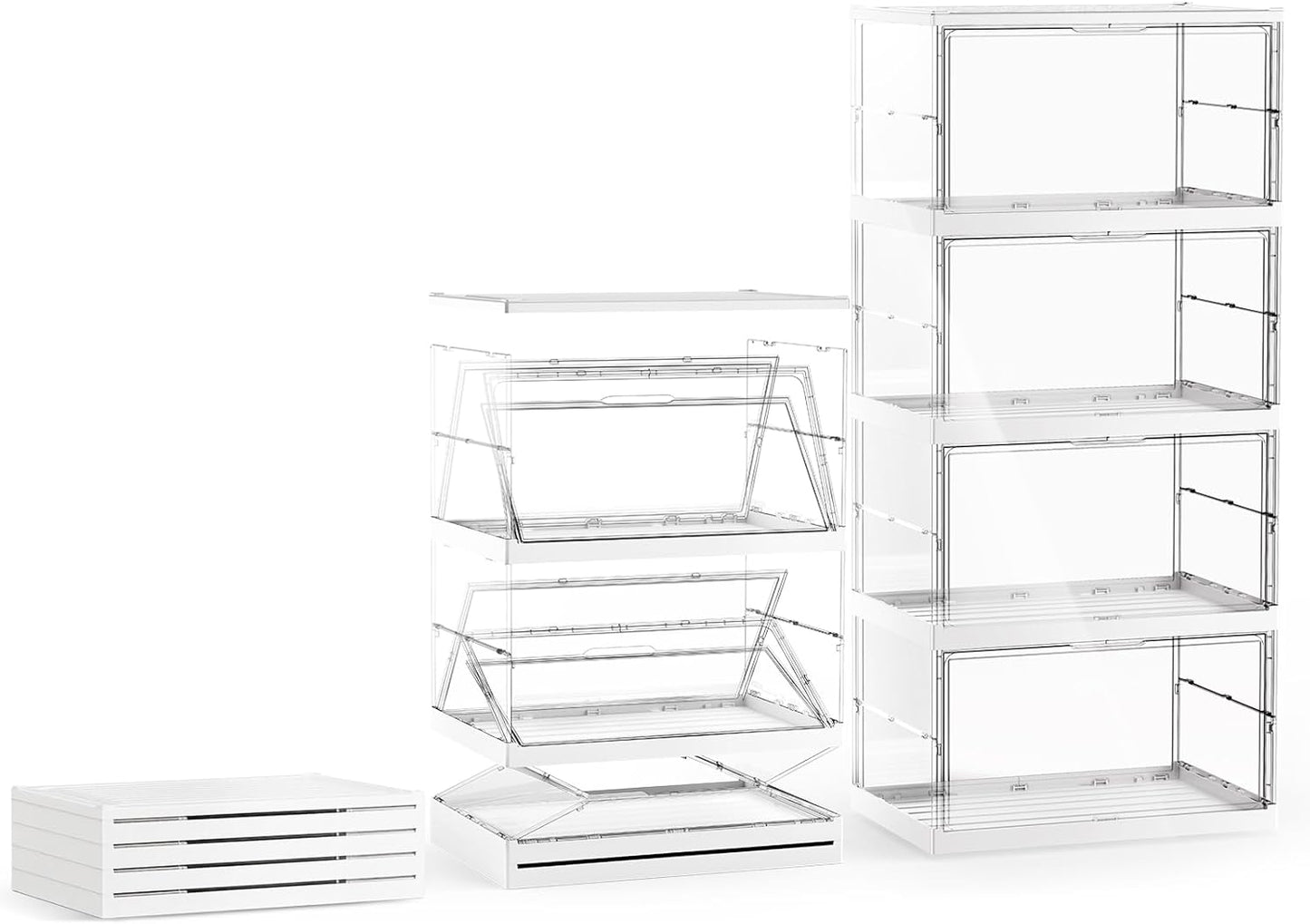 XOS 198QT Ultra Large Storage Bins Closet Organizer and Storage Foldable & Collapsible Containers Drawers Organizer Bookshelf Bookcase Cabinet Display Case 4-Tier Plastic with Lids for Bedroom