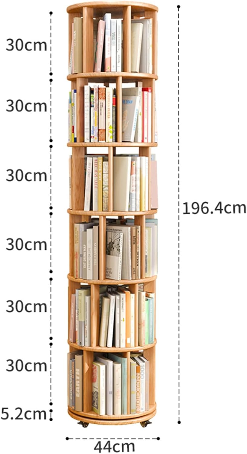 360° Rotating Stackable Shelves Narrow Bookshelf 360 Display Rotating Bookshelf Book Shelf Organizer for Bedroom, Living Room, Study Room (Light Brown 2 Tier) (Light Brown 6 Tier)