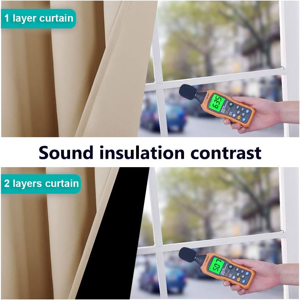 NICETOWN Noise Reducing Room Divider Curtains, Thermal Insulated 100% Blackout Curtain for Office, Slider Panel with Black Lining, Patio Door Drapery (1 PC, 100 inches x 108 inches, Biscotti Beige)