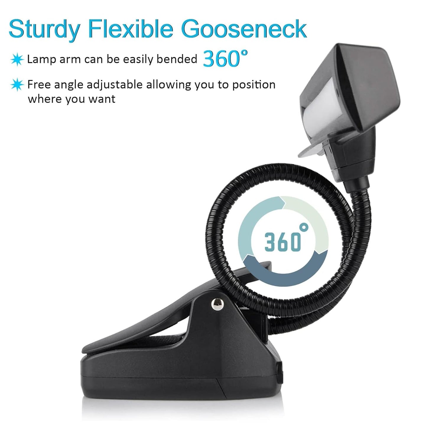 Rechargeable Music Stand Light, 19 LEDs Clip On Reading Light - 3 Level Brightness Settings, 3 Color Temperature Optional (Warm/Cool White/Natural Light Color), Perfect for Piano, Reading, Sewing