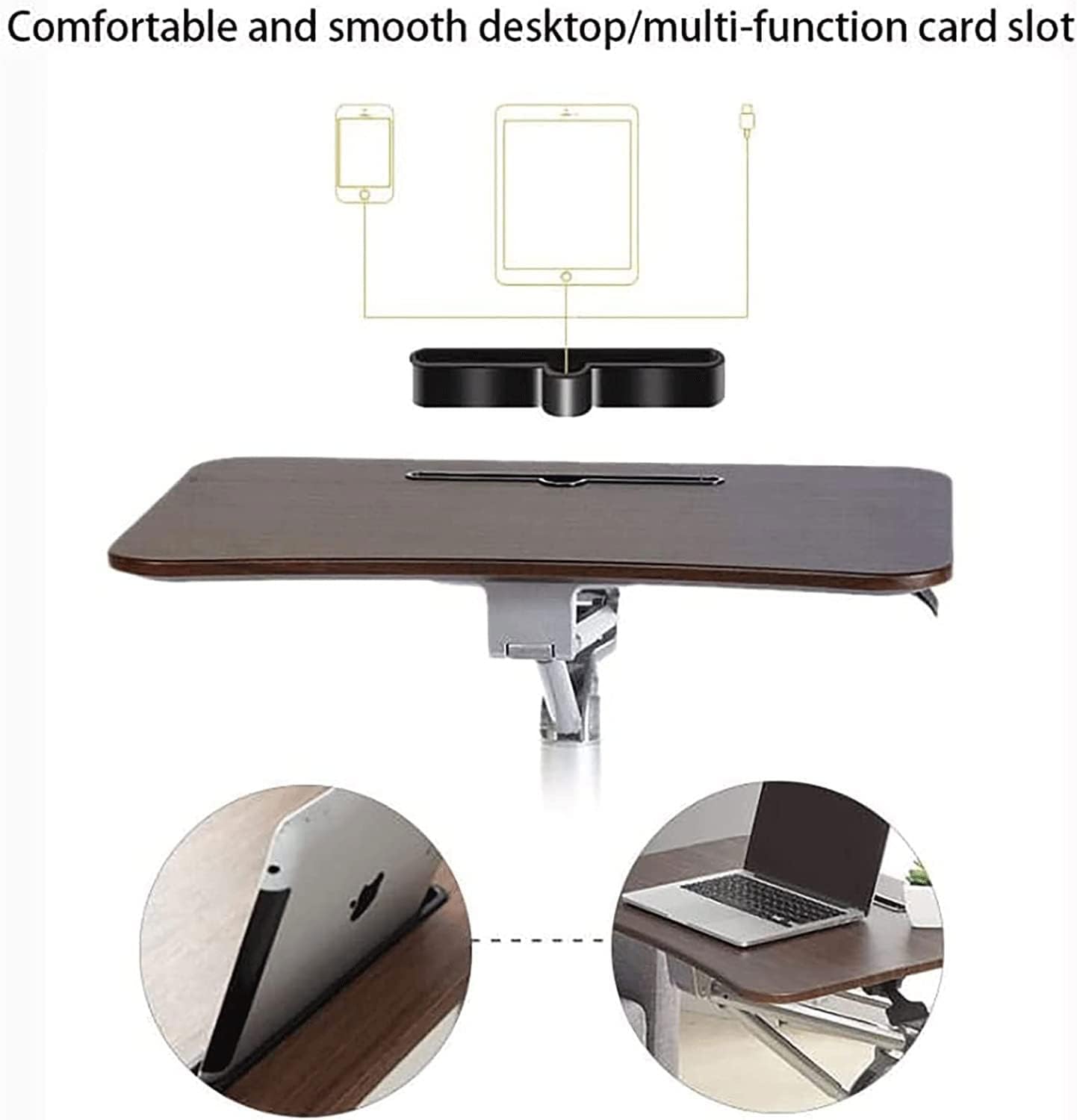 Side Table with Wheels, Mobile Overbed Computer Table Bed Adjustable Height Sofa End Table Hospital Nursing Table for Reading, Bedridden, Elderly