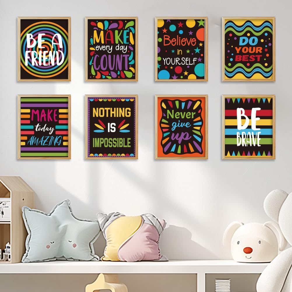 WEBEEDY 9 Pcs Motivational Posters Believe in Yourself Inspiring Canvas Wall Art Decor Boho Aesthetic Prints for Wall Decor Unframed,20x25cm/8x10 Wall Art for Living Room Bedroom Office Library Decor