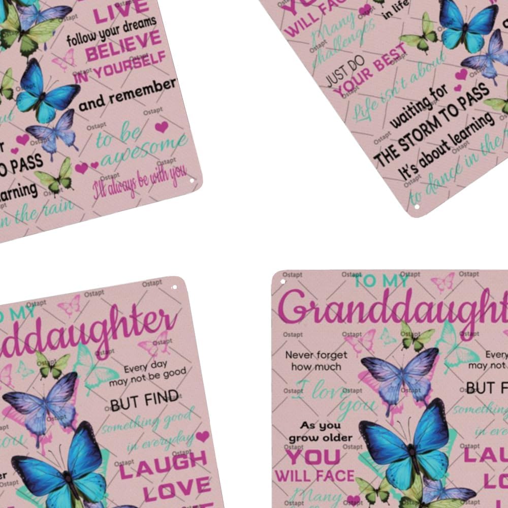 Inspirational Granddaughter Sign For Grandma Grandpa To My Granddaughter Metal Tin Sign Granddaughter Gifts From Grandma Never Forget How Much I Love You Wall Decor For Home Bedroom 8x12