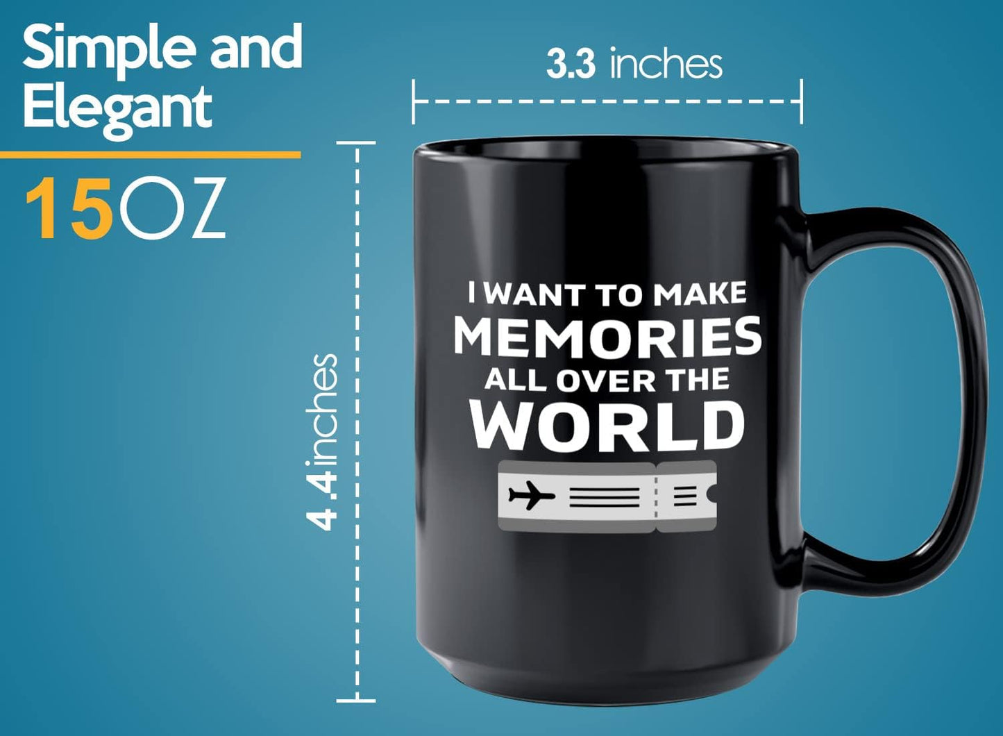 Journalist Coffee Mug 15oz Black -All Over the World - Reading Lover Book Club Gift Author Appreciation Writer Journalism Novelist Scriptwriter