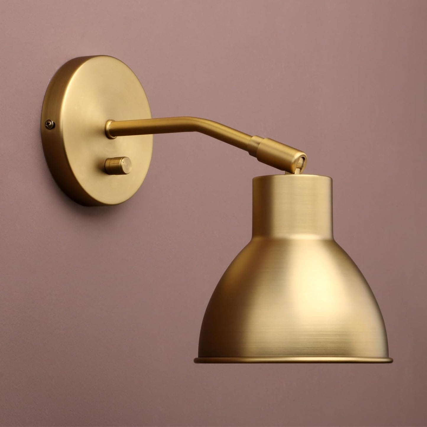 Yosoan Indoor Reading Wall Sconce with On Off Switch, 1-Light Brass Modern Vintage Industrial with 340 Degree Angle Wall Mount Lamp Fixture, 5.7" Black Bowl Metal Shade Bedside Vanity Bunk(Antique)