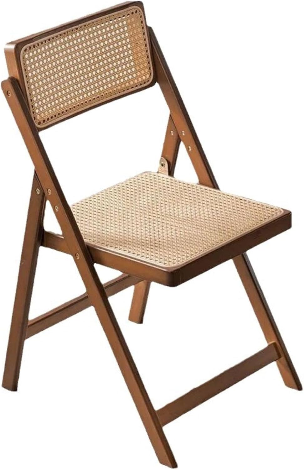 Leather Upholstered Chair,Mid Century Vintage Rattan Wood Chair with Adjustable Back Stackable Leisure Chair for Bedroom Living Room Reading Room Dining Brown Comfortable Rattan Seat