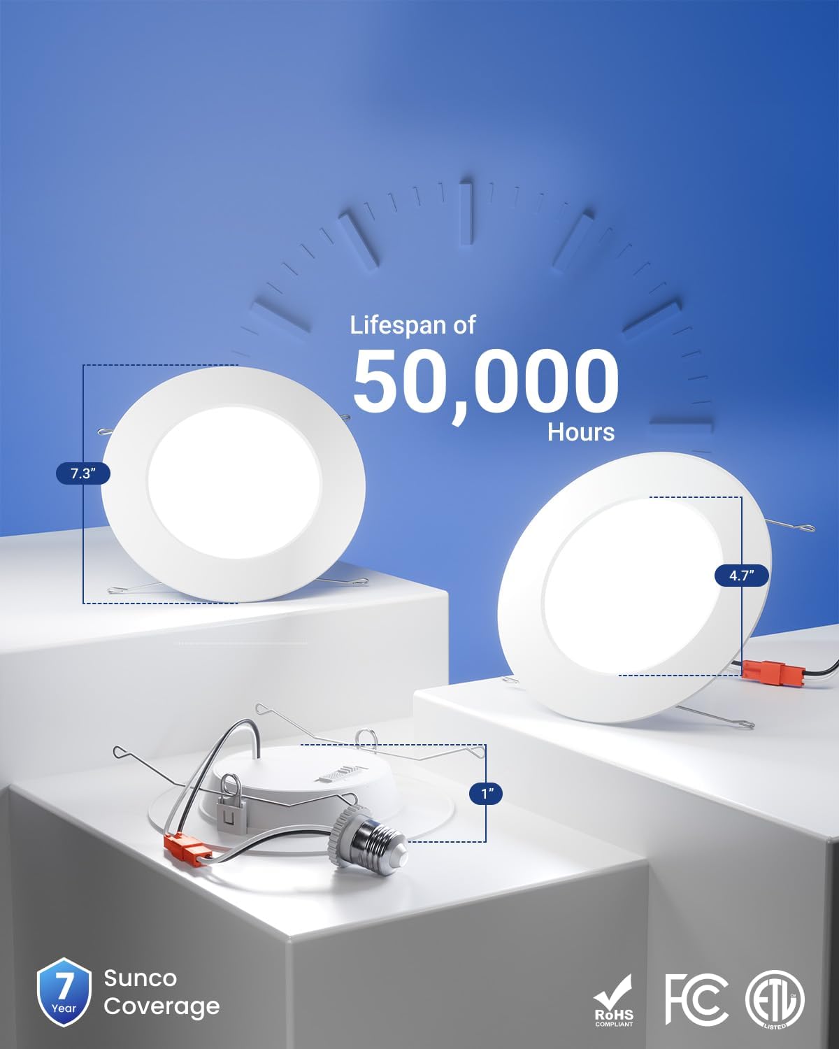 Sunco 24 Pack Retrofit LED Recessed Lighting 6 Inch, Can Lights for Ceiling, 1200 LM, 15W, Selectable CCT 2700K/3000K/4000K/5000K/6000K, Dimmable, Ultra Thin Flat Light Fixture UL