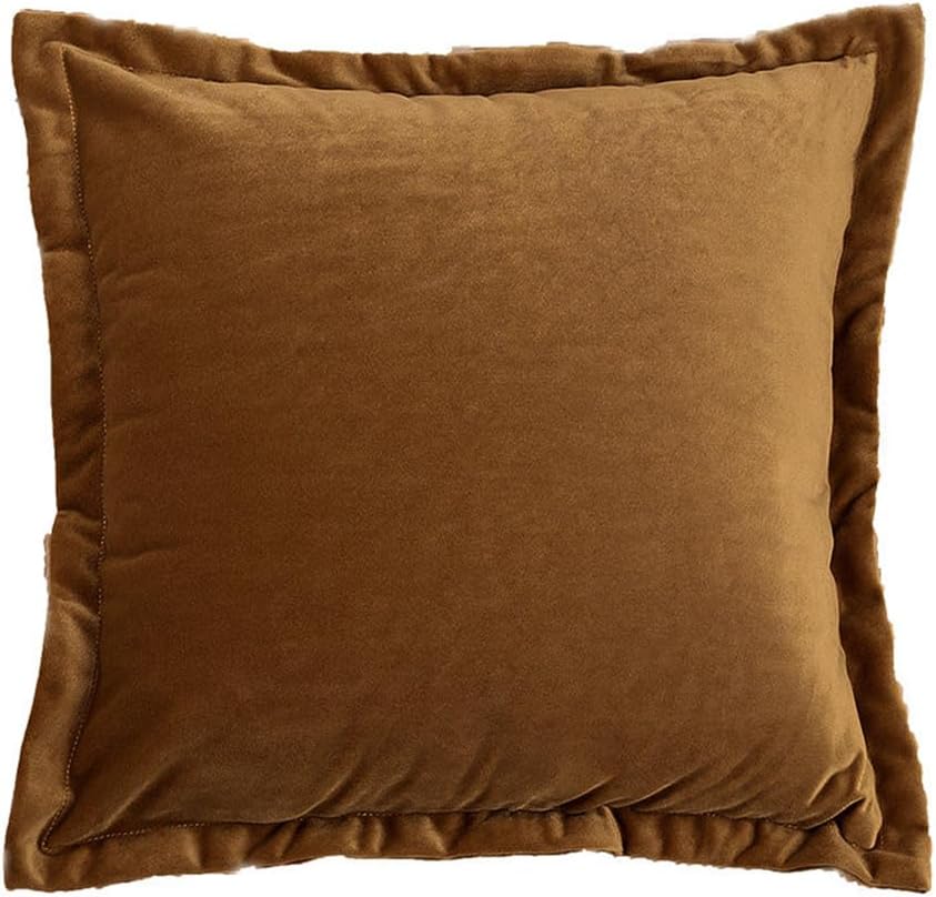 Tingting's Dream Square Velvet Sofa Throw Pillows Sofa Reading Rest Lumbar Back Pillow Decorative Rocking Chair Waist Cushion (Caramel Color, 45×45CM/17.7"×17.7")