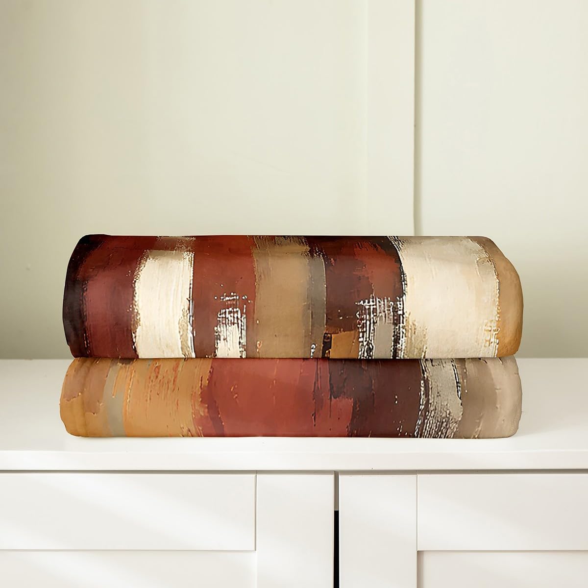 Feelyou Burnt Orange Fleece Throw Blanket Abstract Rust Art Flannel Blanket Plush Fuzzy Geometric Modern Chic for Bed Couch Chair Living Room Farmhouse Throw 50"x60" Bedroom Decor