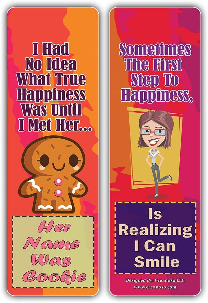 Creanoso Funny One Liners Jokes Happiness Bookmarks Series 3 (12-Pack) – Unique Stocking Stuffers Gifts for Men, Women, Unisex Adults – Cool Book Page Clippers Collection Set – Awesome Giveaways