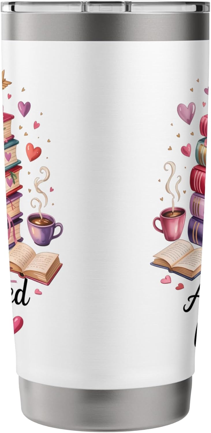 All Booked for Love Cozy Reading Bookworm Romance Stack Stainless Steel Insulated Tumbler