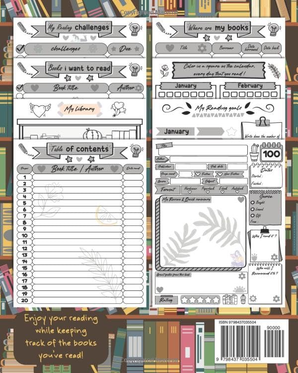 book journal reading log for women and Teen Girls: Reading Log Book Tracker to Write your Reviews and Favorite Quotes | 121 Pages | 8 x 10 inches.