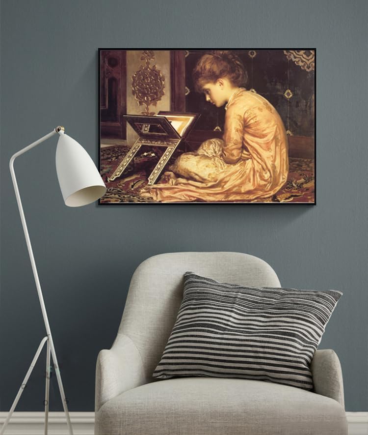 Frederic Leighton Study At A Reading Desk Poster Retro Character Poster Historical And Cultural Illustration Modern Home Decor Suitable for Bedroom Living Room Office Wall Decor