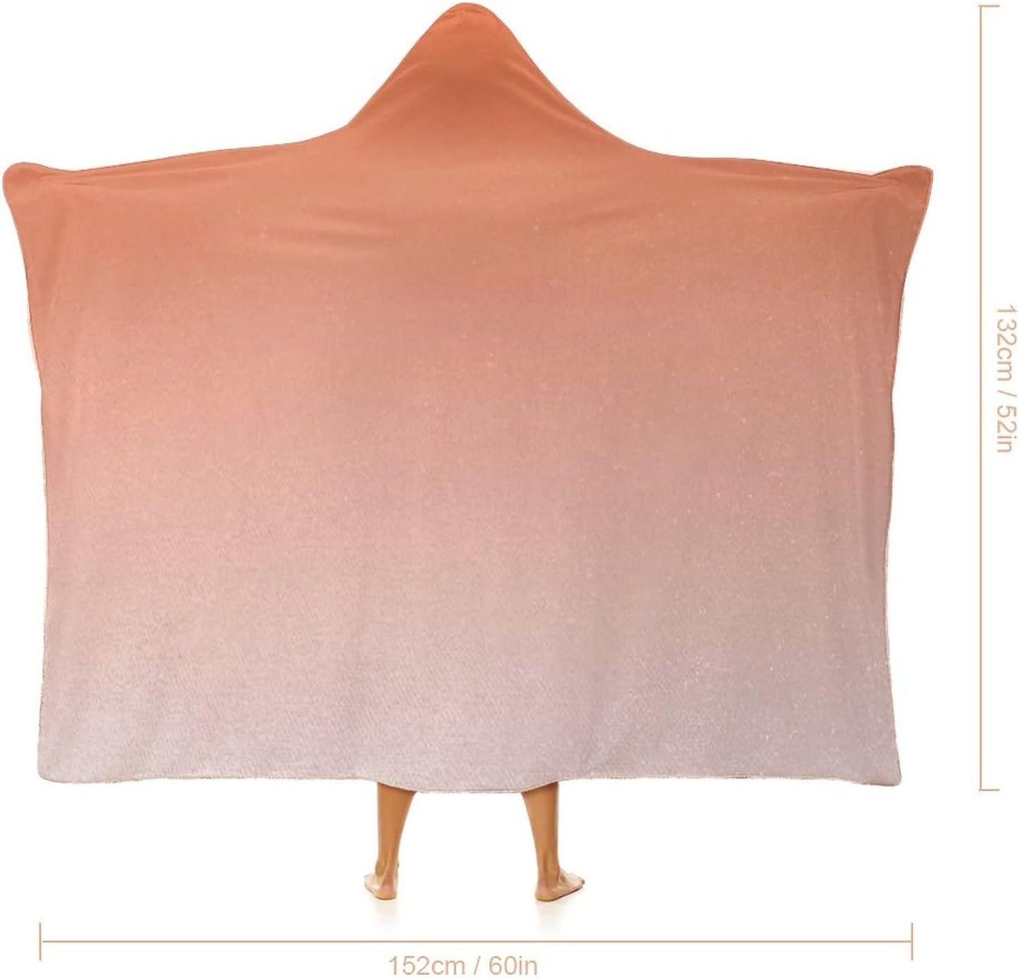 Throw Blankets, Ombre Wearable Hooded Blanket for Adults, Scorching Sunset in The Hot Desert Inspired Dusk, Soft Warm Cozy, 50 x 60inches, Studying Reading Snuggling Napping Office, Orange