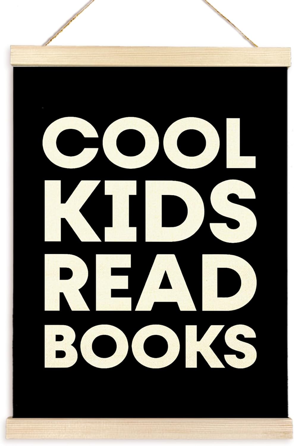 TAEDIN Cool Kids Read Books Poster Hanger Frame, Baby Boys Girls Black Wooden Canvas Artwork Print Hanging Sign Inspirational Book Lovers for Nursery Reading Corner Homeschool Classroom Decor 12X16