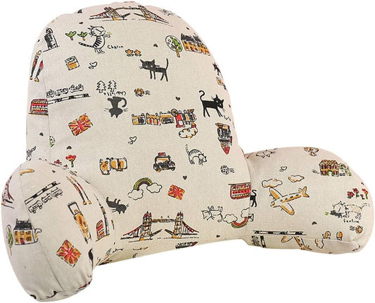 Backrest Pillow with Arms for Reading in Bed Perfect Support Relaxing Watching TV 4 Colors Optional (Colour: D Size: 60x35x15cm) (C 53x30x15cm)