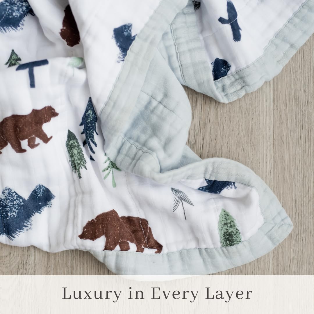 SARANONI Muslin Baby Blanket | Breathable, Ultra-Soft Muslin Quilt | Perfect Receiving Blankets for Boys & Girls | Yosemite - 4-Layer