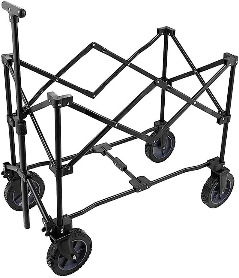 Handcart, Folding Portable Trolley Cart, Shopping Cart Heavy Duty Wagon, Cargo Carry Trolley with 4 Wheel for Outdoor/Camping/Fishing/Mall