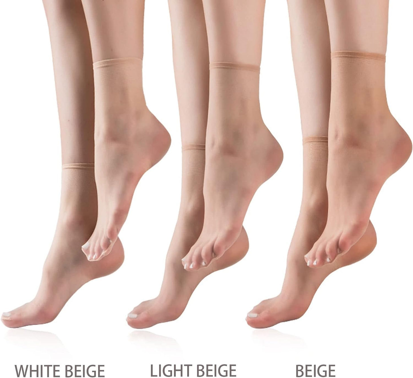TeenFighter 5/20 Pairs Crystal Transparent Silky Nylon Ankle Socks for Girls, Ultra-Thin No Show Elastic Socks for Women