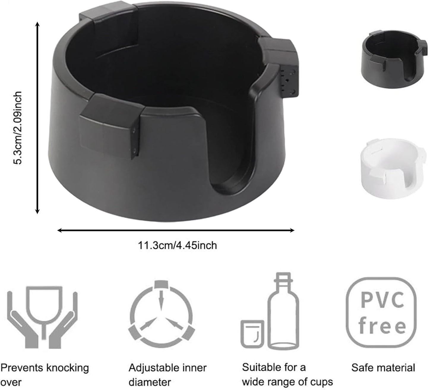 Adjustable Drink Holder Desk Cup Holder with Anti-Slip Base Perfect for Table Use Multi-functional Cup Holders for Drinks Ideal for Home Office Study Durable and Stable Design Desk Accessories (Black)