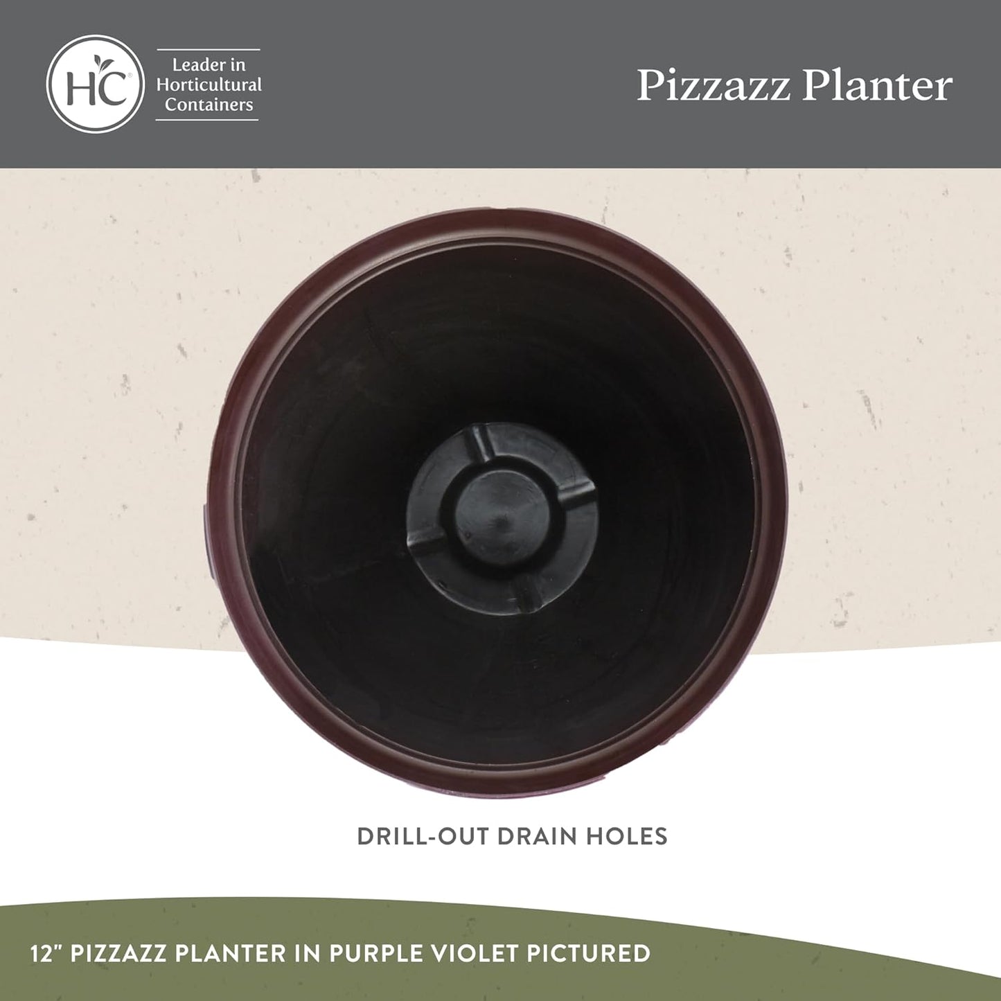 The HC Companies 12 Inch Pizzazz Round Planter Pots with Ceramic Look, Lightweight UV-Resistant Plastic Indoor & Outdoor Planters, 2-Pack Flower Pots for Garden & Home Decor, Purple Violet