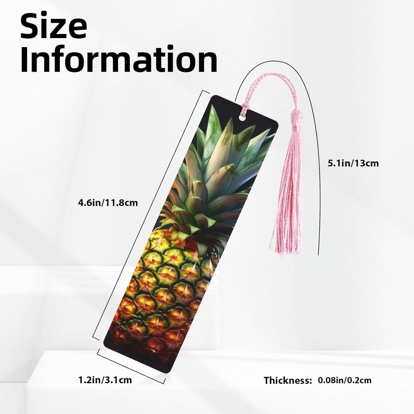 Pineapple Bookmarks Gifts for Women Men, Wooden Bookmarks for Book Lovers, Vintage Book Marks Ornaments with Tassel, Unique Personalized Reading Page Markers Pink