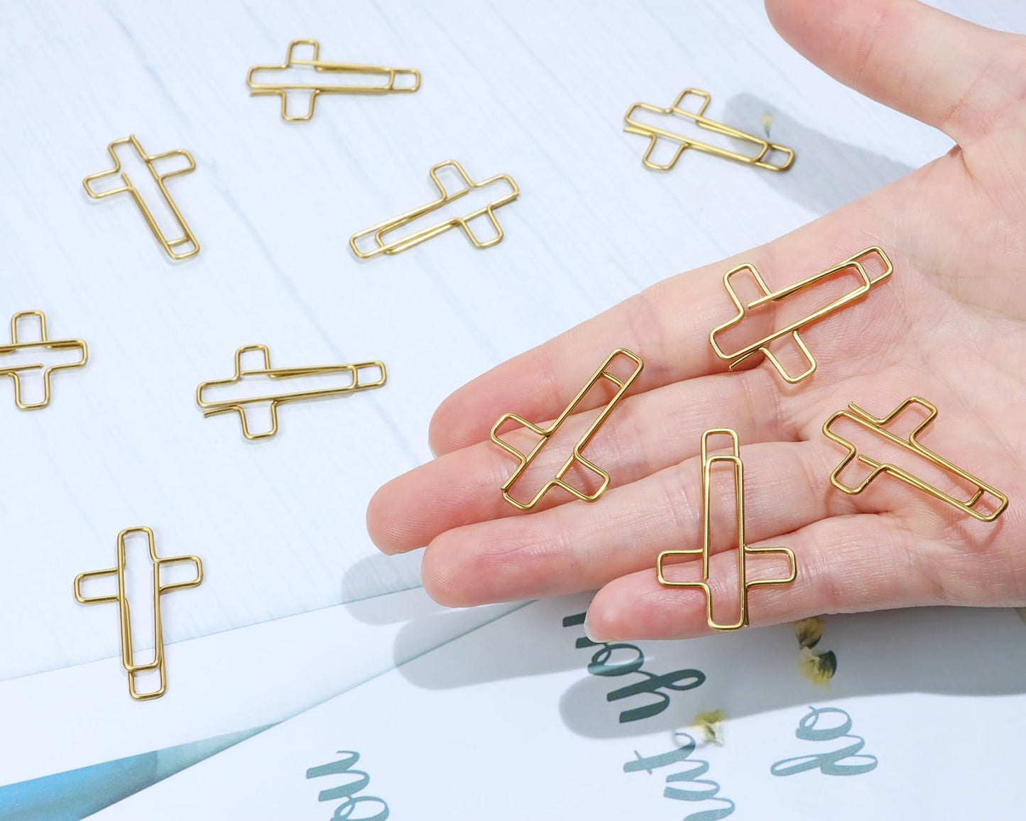 Penta Angel Cross Shape Paper Clip Book Page Mark 30Pcs Small Metal Bible Christian Page Markers Journaling Paperclips for Men Women Christmas Easter Gift (Gold Cross-30)