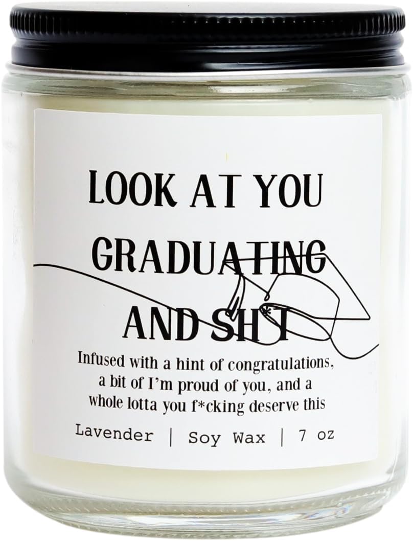 2025 Graduation Gift for Her or Him – Funny Handmade Scented Candle 7oz, Lavender – Graduation Gifts for Women, Men, Nurse, PhD, Law School, Masters, College, High School（Graduating