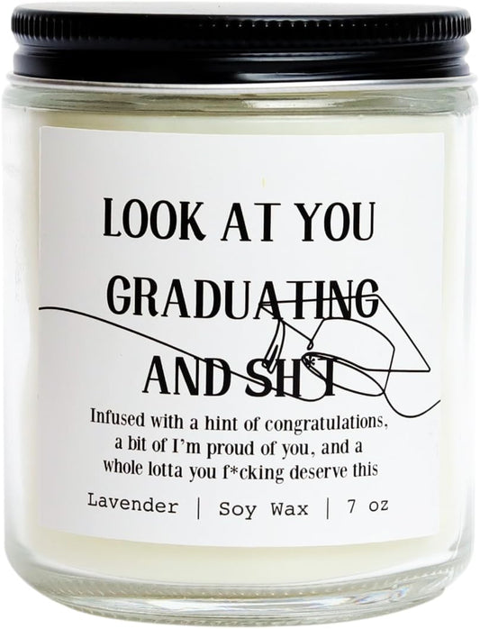 2025 Graduation Gift for Her or Him – Funny Handmade Scented Candle 7oz, Lavender – Graduation Gifts for Women, Men, Nurse, PhD, Law School, Masters, College, High School（Graduating