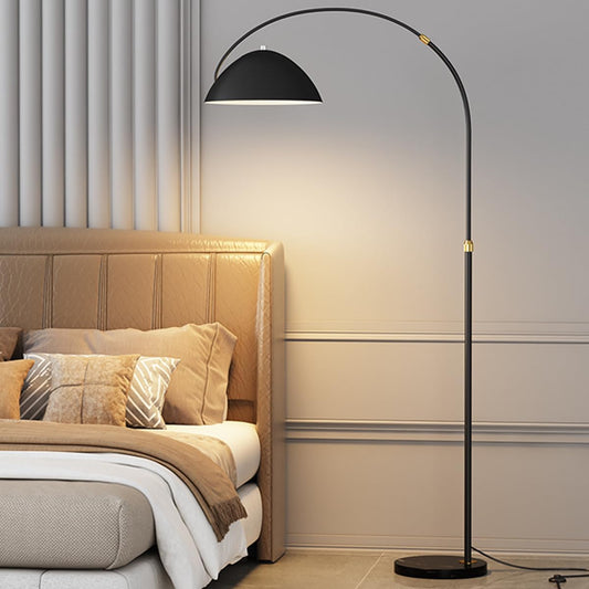 70.9" Modern Arc Floor Lamp Adjustable Height Standing Light with Dome Metal Shade Tall Corner Floor Lamps with Marble Base Over Couch Arched Reading Light for Living Room Hotel (Gold)