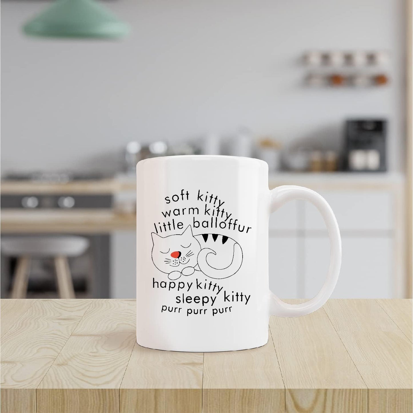Kunlisa Soft Kitty Warm Kitty Little Balloffur Ceramic Mug - 11oz Coffee Milk Tea Mug Cup, Gifts For Cat Lovers, Pet Lovers