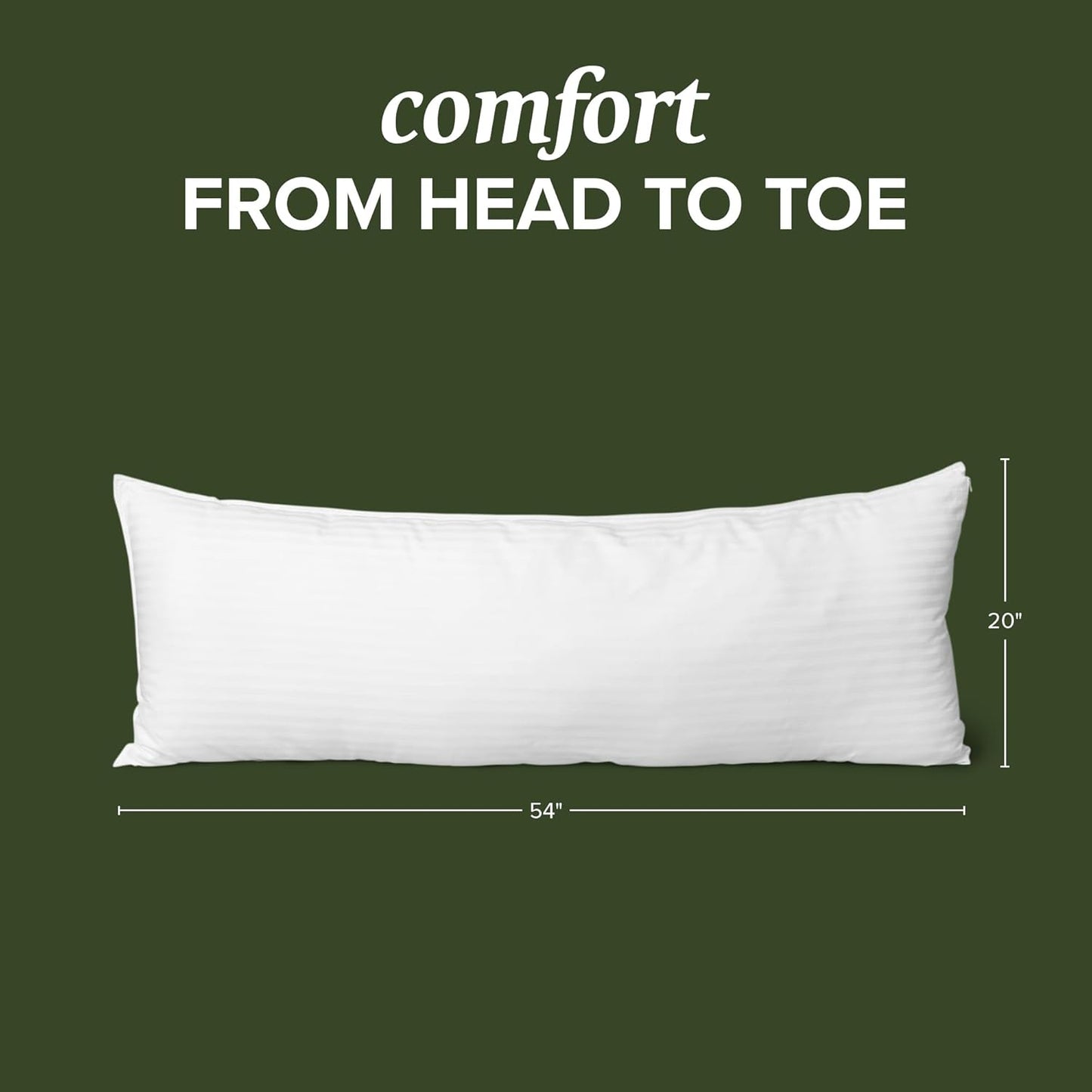 Beckham Hotel Collection Customizable Body Pillow with Soft Extra Fill – Cotton Shell & Soft Down Alternative Fill – 20"x54" - Body Pillow Insert for Sleeping & Reading - Long Pillow For Side Sleepers