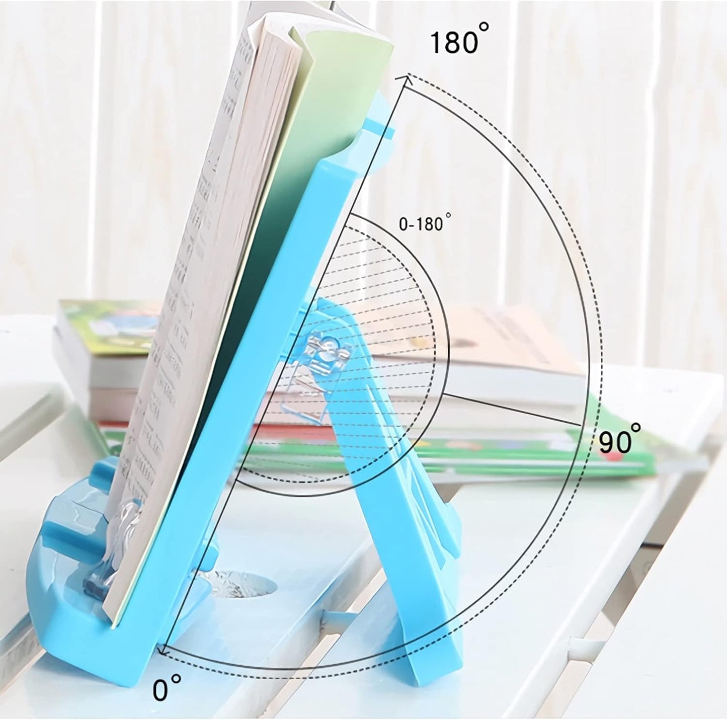 Book Stand Desk Book Stand Reading Rest Holder Adjustable Angle Cookbook Stands Portable Bookstand for Textbook Music Document 8.3 x 8.1 inch (Color : Pink) (White)