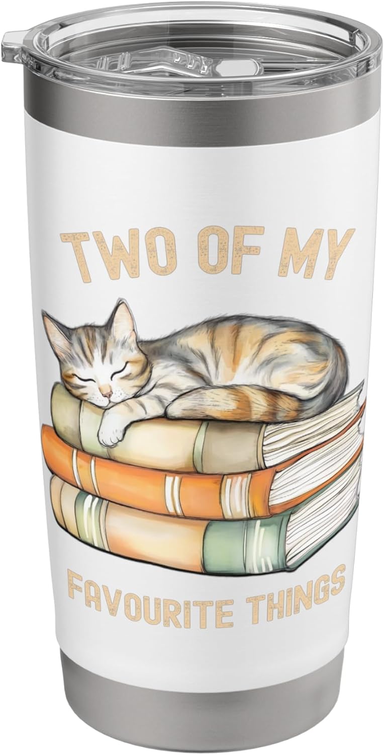 Cute Cat Book Reader Stainless Steel Insulated Tumbler