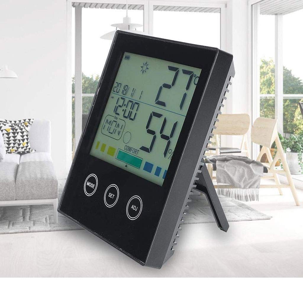 Digital Hygrometer Thermometer,Humidity Gauges Monitor Temperature Gauge Indicator Time Display Built-in Clock