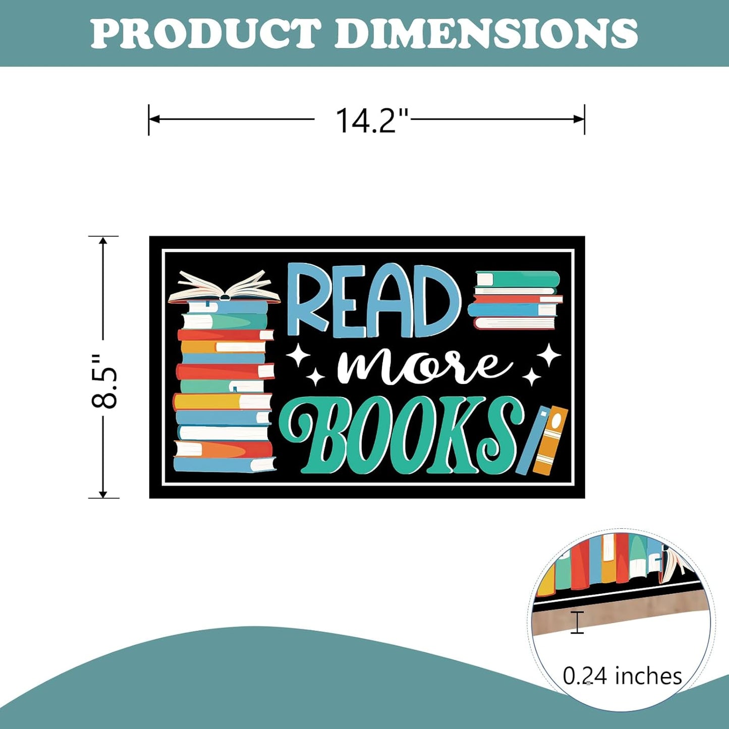 Read More Books Front Door Sign, Inspirational Reading Corner Wood Hanger Home School Library Classroom Decor, Wooden Wreath Indoor Study Wall Hanging Decoration Bookish Book Lovers Gift