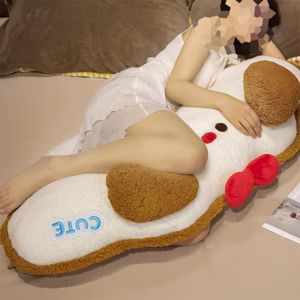 Cute Cartoon Plush Pillows Sofa Back Reading Rest Pillows Soft Bed Sleeping Head Neck Cushion Long Body Hugging Pillow (Brown, 90cm/35.43")