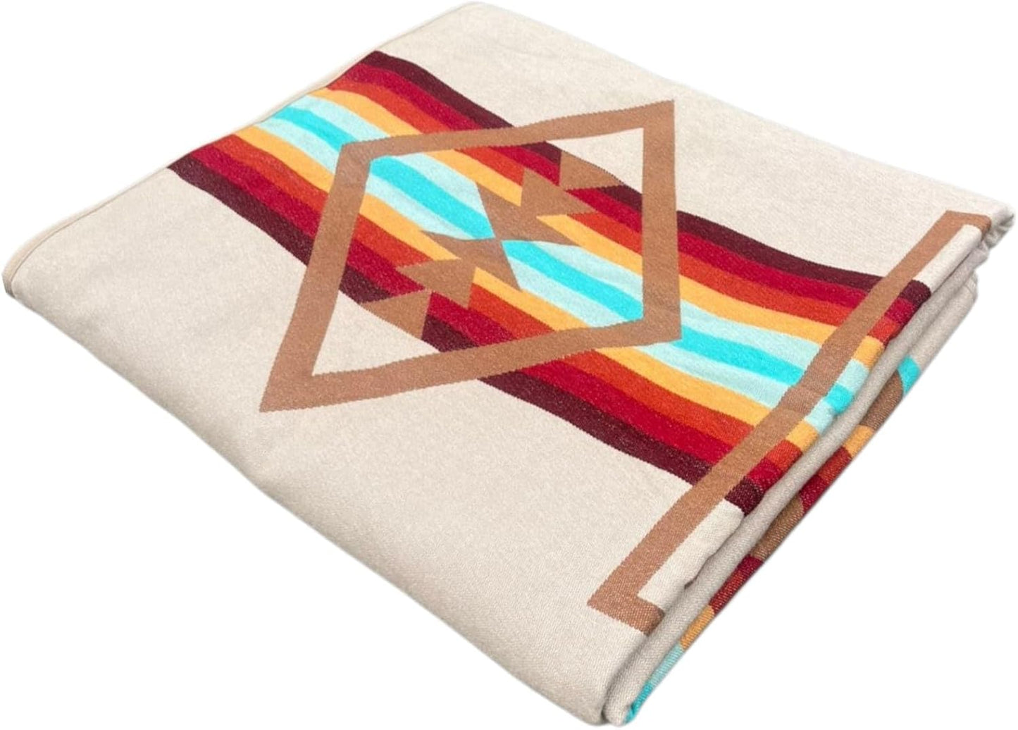 Alpaca Wool Blanket 90 x 78 Inches | Reversible 2-in-1 Throw | Thick, Ultra Soft, Breathable & Hypoallergenic | Non-Itchy | Handmade in Ecuador | Andean Design(Beige)