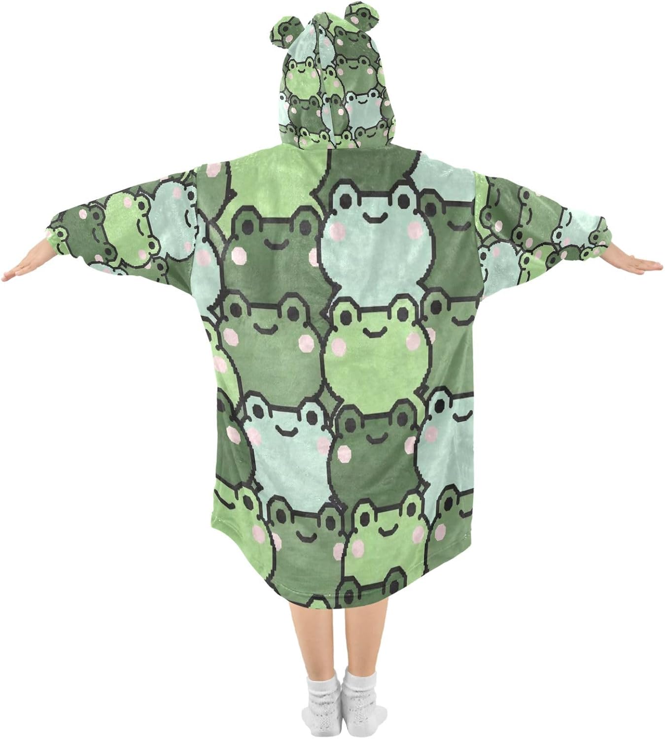 CEBUGI Capybara Pattern Wearable Blanket for Kids Blanket Hoodie with Kangaroo Pocket for Boys Girls age 3-14,S