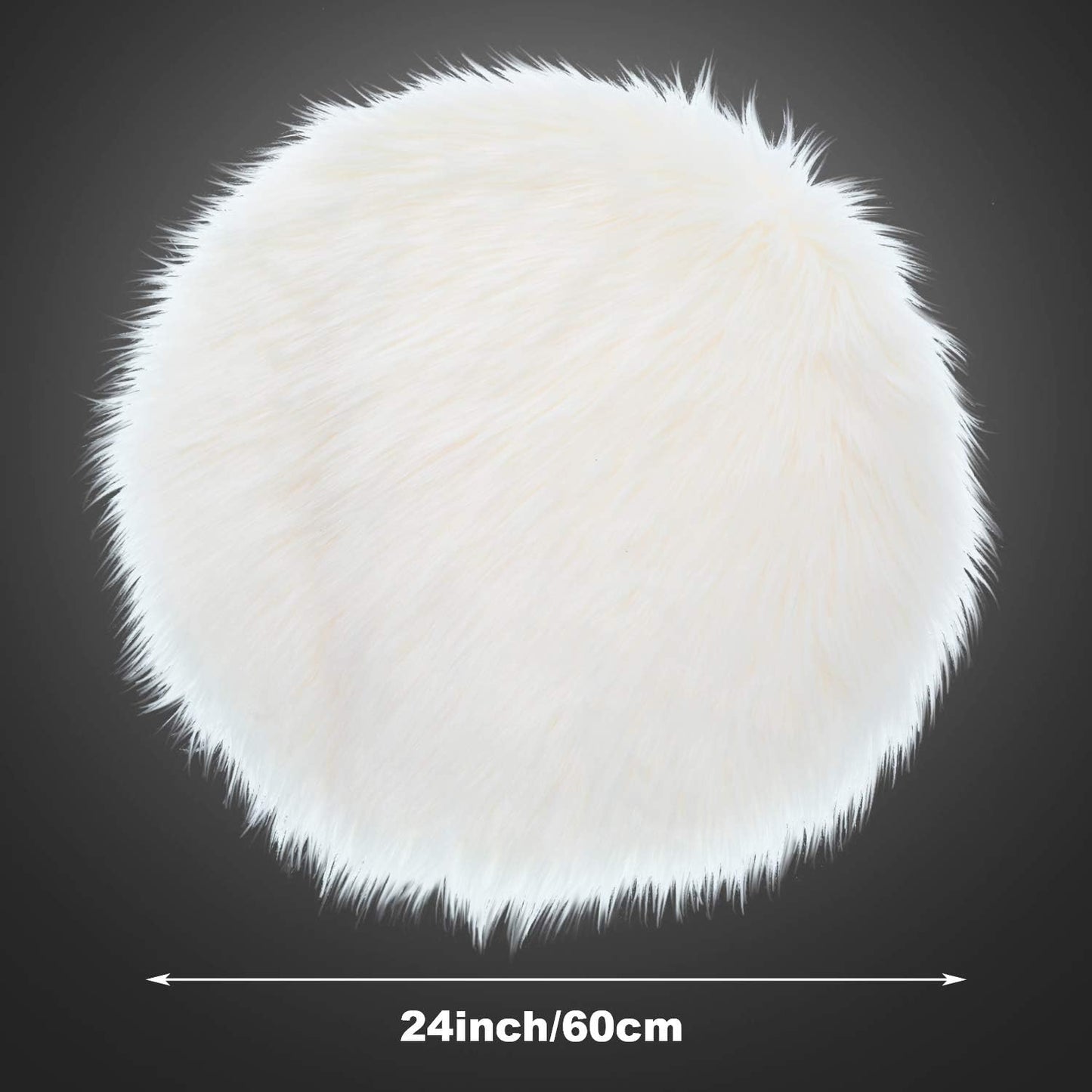 Mudder White Round Rug Faux Fur, 2 ft Circle Floor Area Carpet for Bedroom, Machine Washable Fluffy Shaggy Carpet Seat Cushion, Foot Pad, Background Decoration