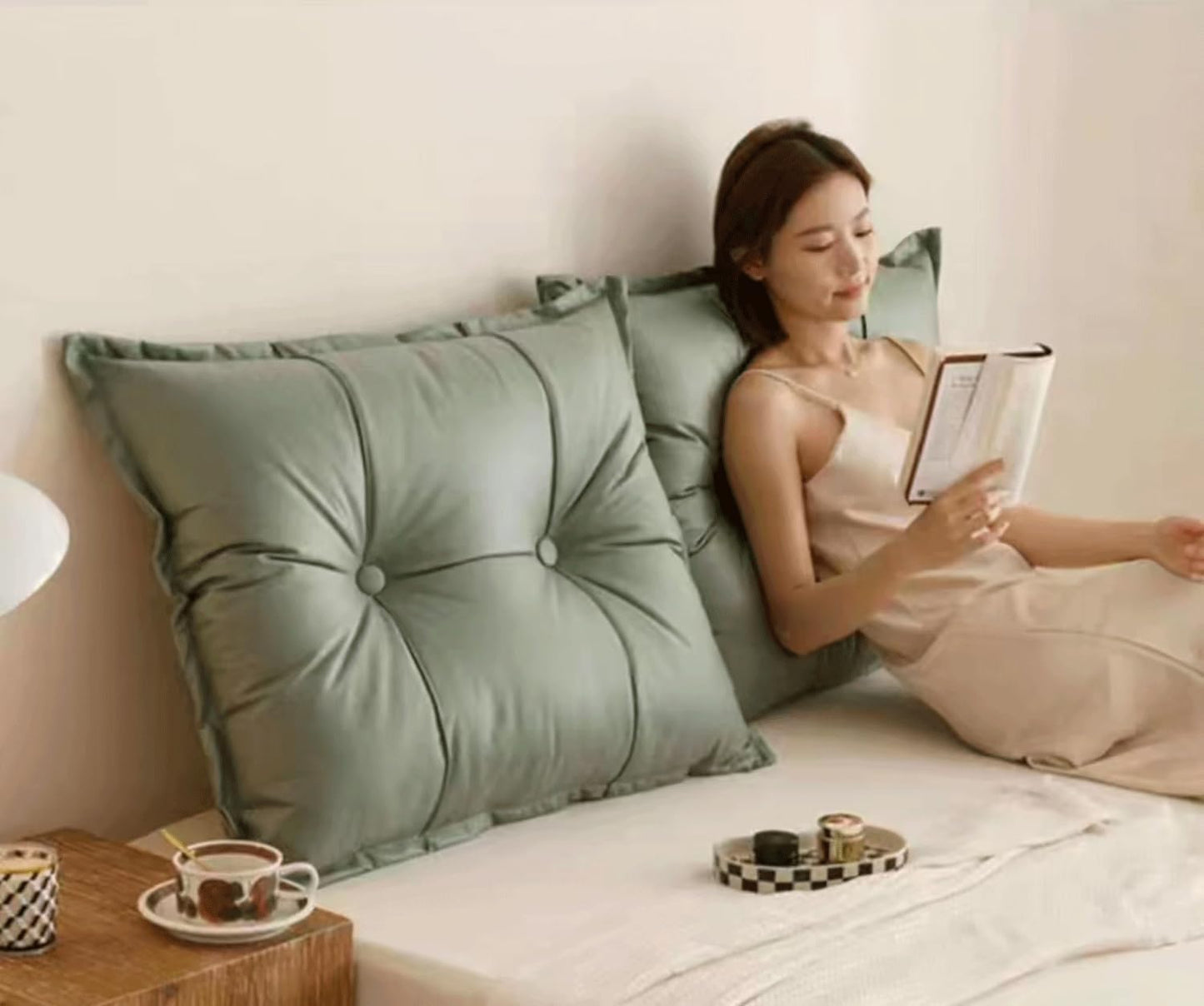 Large Bed Combination Headboard Pillow Wall Pillow Large Daybed Pillows Reading Backrest Lumbar Pad Removable Cushion(Size:75cm /29.5in(1pc),Color:Green)