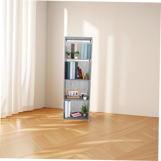 PRETYZOOM Narrow Bookshelf Organizer Multi-Tiered Storage Cabinet for Living Room Bedroom Home Office Sturdy and Easy Assembly Bookcase Finish Layers and Compartments