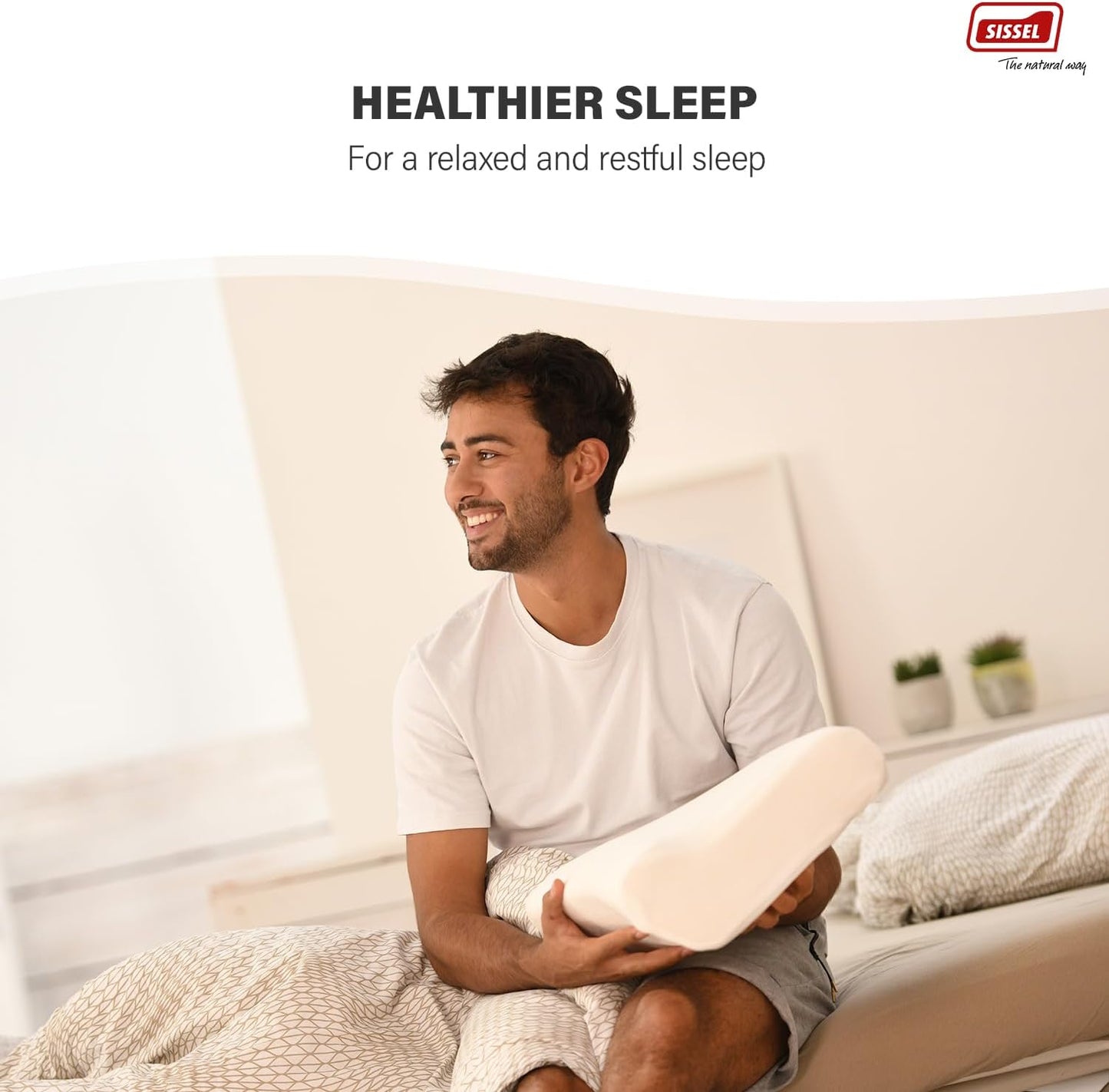 SISSEL Classic Neck Pillow Size M | Unique Incline for Disc & Vertebrae Relief | 5-Year Shape Stability Guarantee | Includes Washable Velour Cover | Dimensions: Approx. 47 x 33 x 11 cm