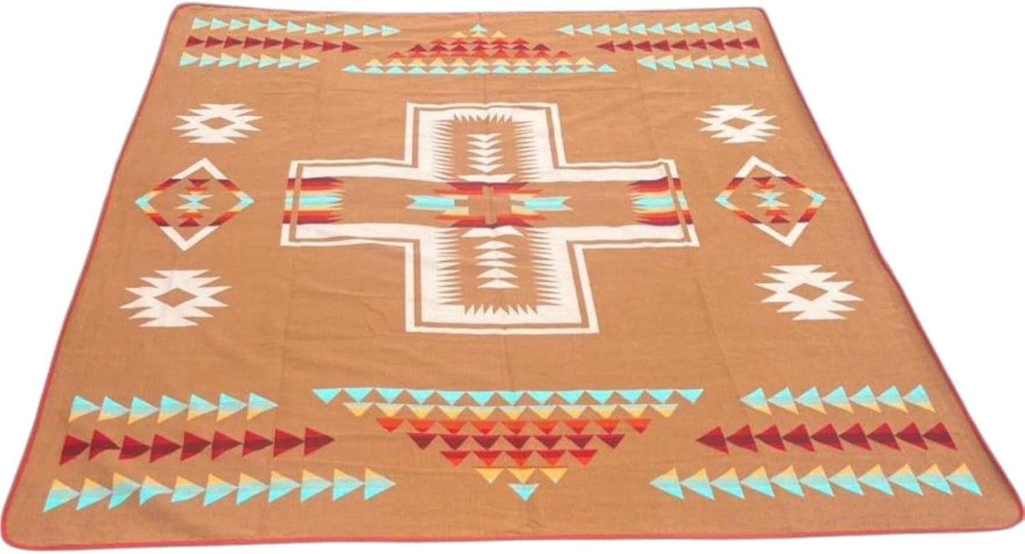 Alpaca Wool Blanket 90 x 78 Inches | Reversible 2-in-1 Throw | Thick, Ultra Soft, Breathable & Hypoallergenic | Non-Itchy | Handmade in Ecuador | Andean Design(Beige)