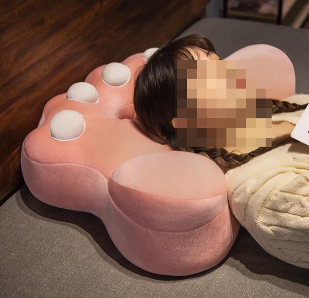 Cat's Paw Bed Backrest Pillow Soft Bed Rest Reading Back Pillow Sofa Waist Cushion Office Chair Lumbar Support Pillow (Pink, 45×40cm/17.7"×15.7"(for Chairs))