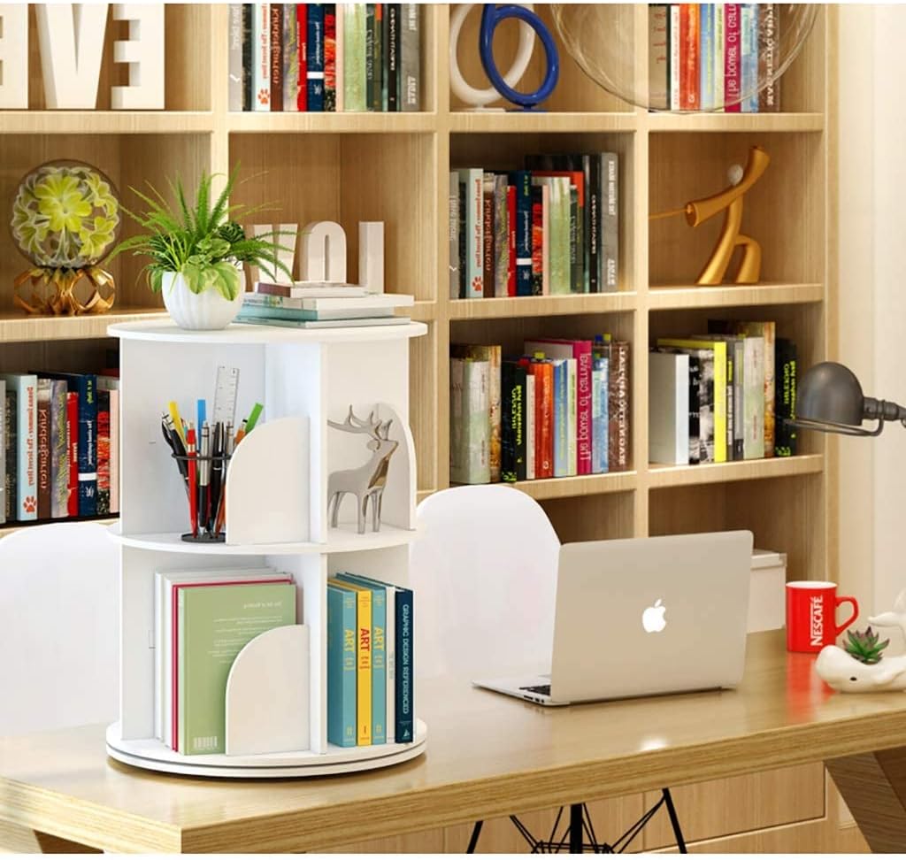360° Rotating Bookshelf with Wheels Stackable Floor Standing Bookcase Book Organizer Storage Shelves Rack for Kids Room Multi-Layer Storage Rack