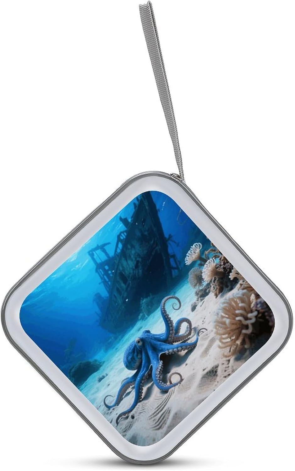 Octopus And Ship CD Case Portable Zipper CD Case 40 Capacity Hard Plastic DVD Cases Holder Large Storage Disc Wallet Bag for Car Home Travel DVD Collection Bag